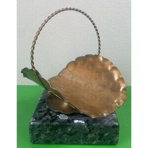 Vtg Gregorian SOLID COPPER  Oval Curved Metal Basket USA Made Dimpled Ruffled